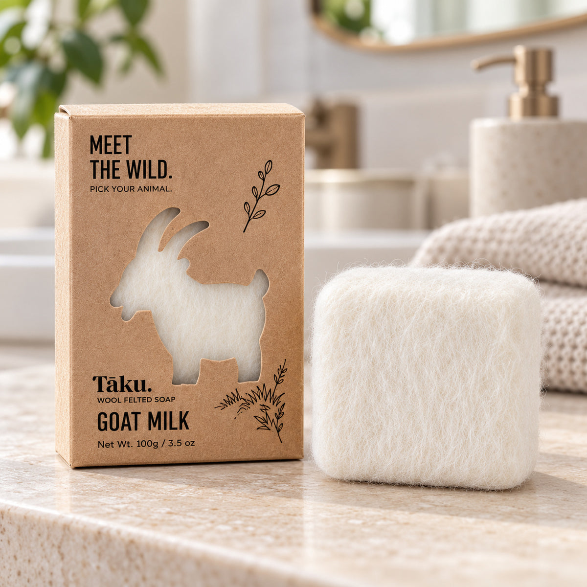 TAKU Goat Milk Wool Felted Soap
