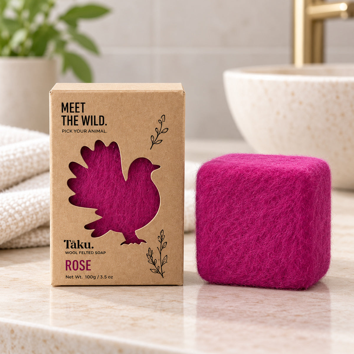 TAKU Rose Wool Felted Soap